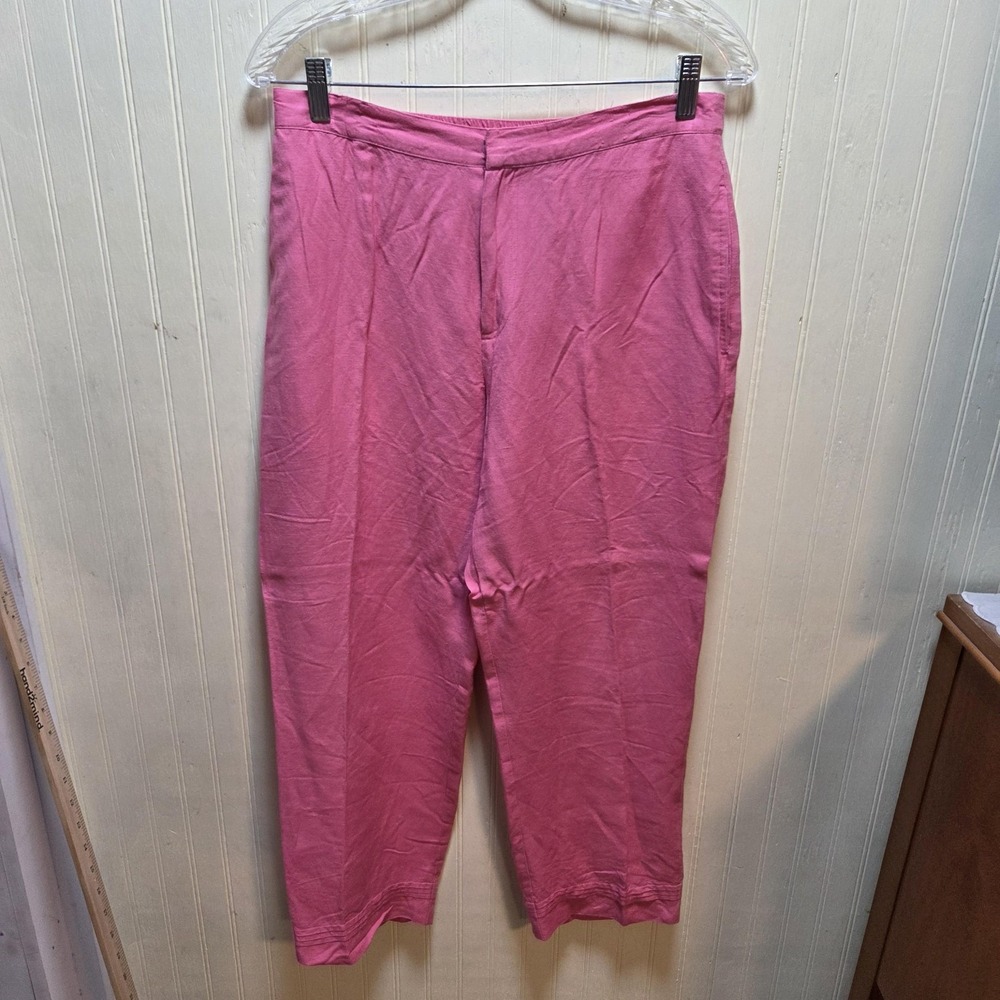 JH Collectibles Pants Womens 8 Pink Linen Rayon Ankle Pull On Relaxed Casual